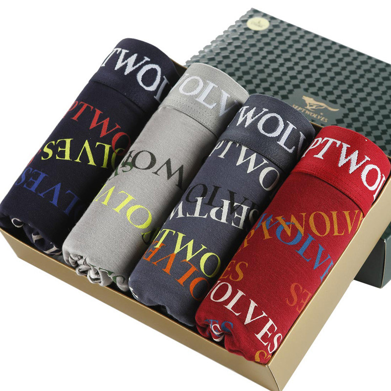 七匹狼 男士兰精粘胶 明筋印花平角内裤