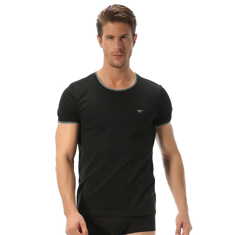 七匹狼男士棉氨圆领短袖 T恤