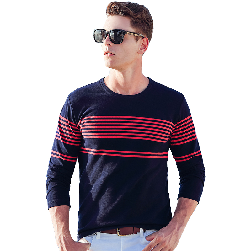 【苏宁自营】杰米克(JenMick)2018春季新款圆领美式休闲棉质条纹T恤