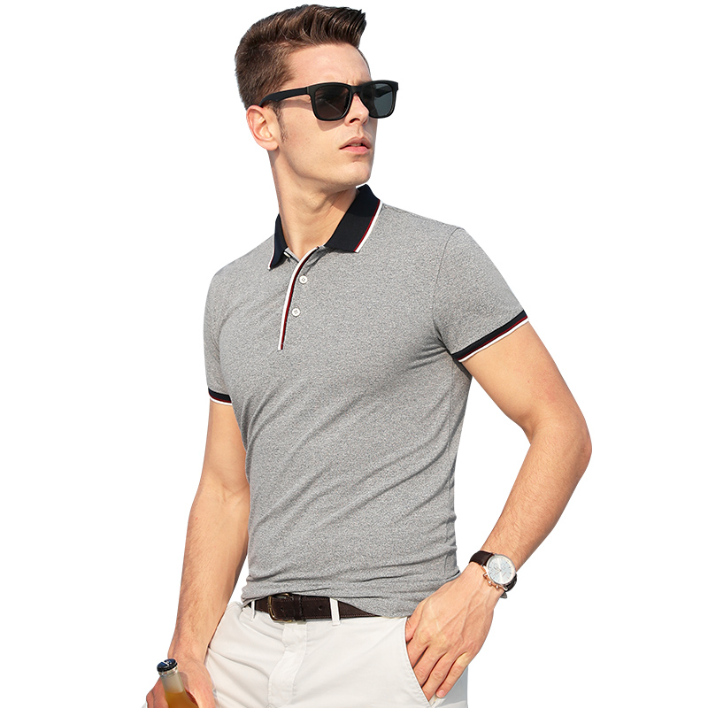 杰米克(JenMick)夏季美式休闲男士个性 领条纹纯色短袖POLO衫纯棉T恤