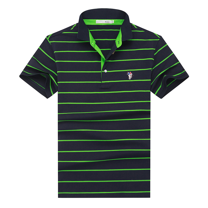 阿仕顿夏季2017新品短款条纹休闲翻领T恤 百搭多色修身男款POLO衫