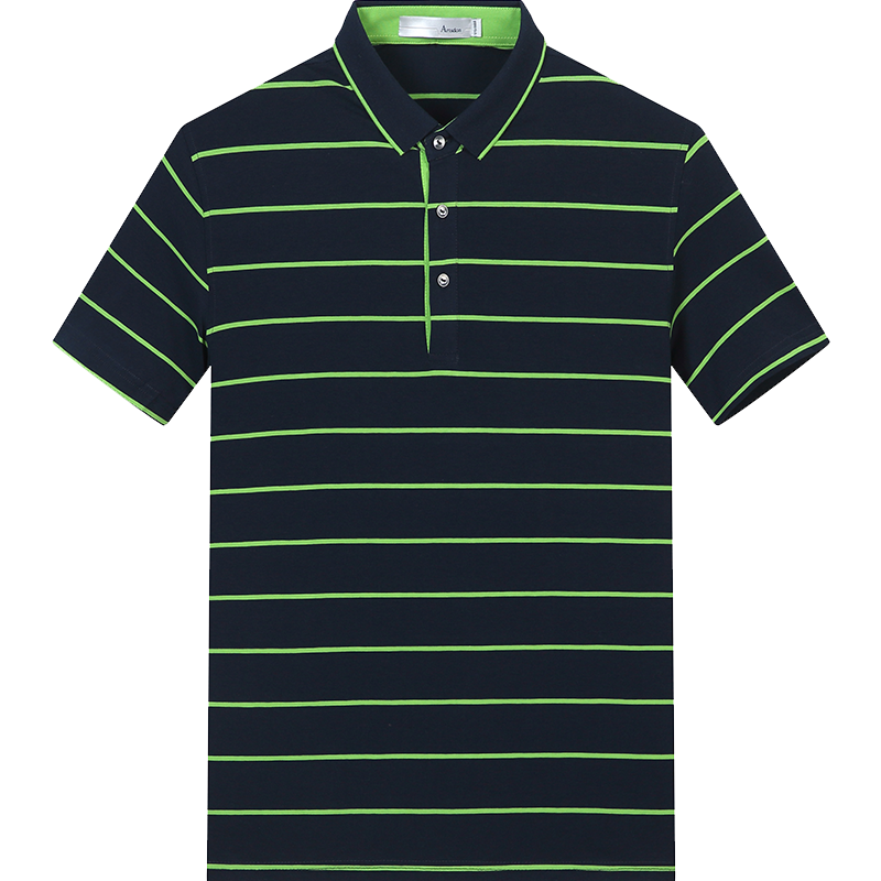 2018夏季新品男士POLO衫舒适棉质条纹短袖T恤