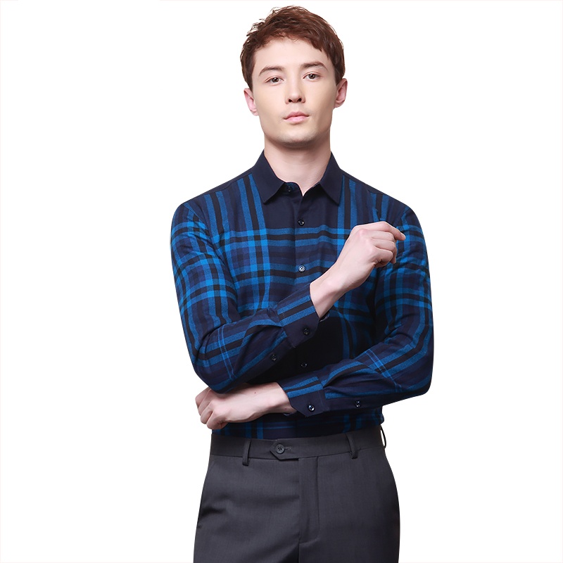 HODO红豆男装冬季男士衬衫轻商务休闲磨毛加绒加厚保暖保暖衬衫男