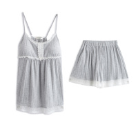 茵曼内衣 舒适两件套家居服睡衣女 蕾丝吊带背心短裤 9872482021