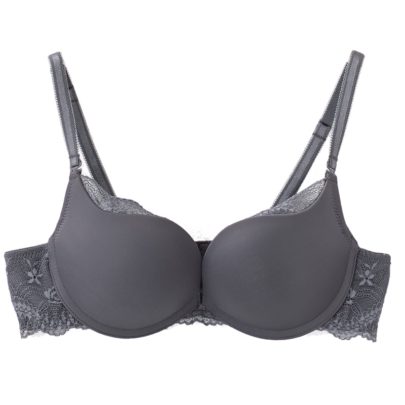 茵曼内衣 一片式光面蕾丝舒适无痕无钢圈聚拢文胸女