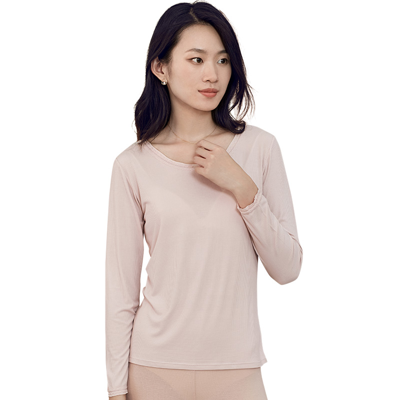 茵曼内衣 舒适圆领柔软亲肤秋冬打底衫 家居服上衣9884483097