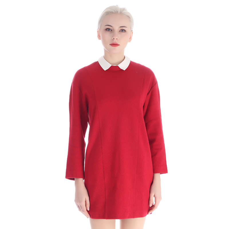 A&D女士OL风衬衫领长袖连衣裙