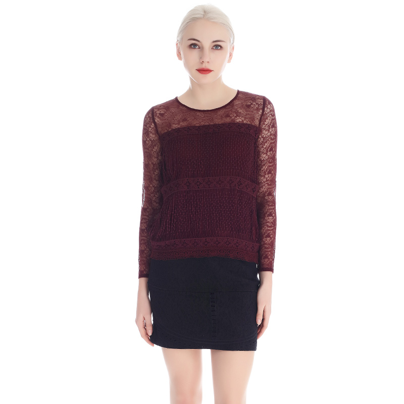 A&D女士蕾丝淑女性感流苏T恤