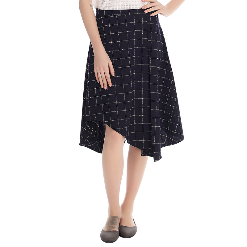 A&D女士时尚百搭格纹不规格半身裙