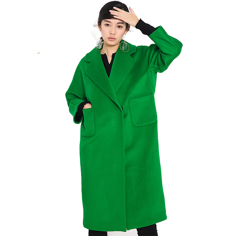 A&D茧型九分袖羊毛大衣绿色
