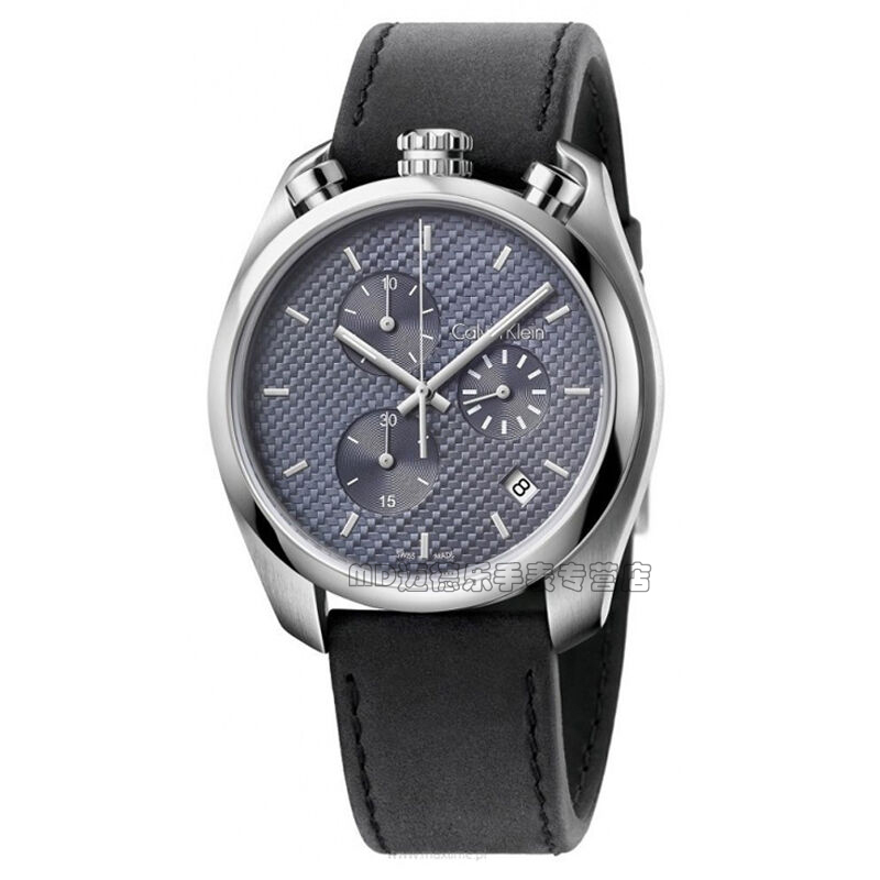 卡文克莱 CK手表男士新款三眼计时日历 时尚皮带防水夜光石英表 K6Z371C4 黑色