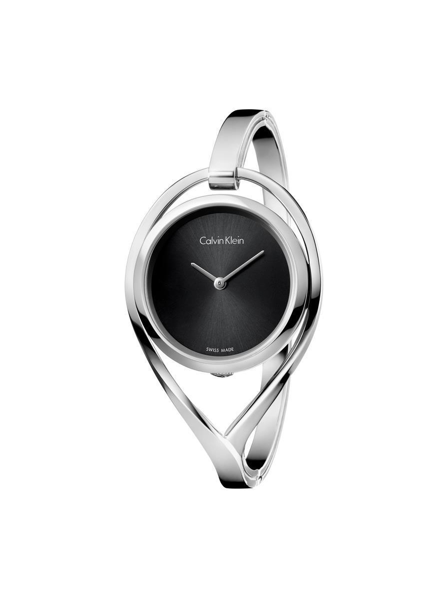 卡文克莱CK手表2017新款玫瑰金手镯石英表瑞士女表 K6L2M111 银色