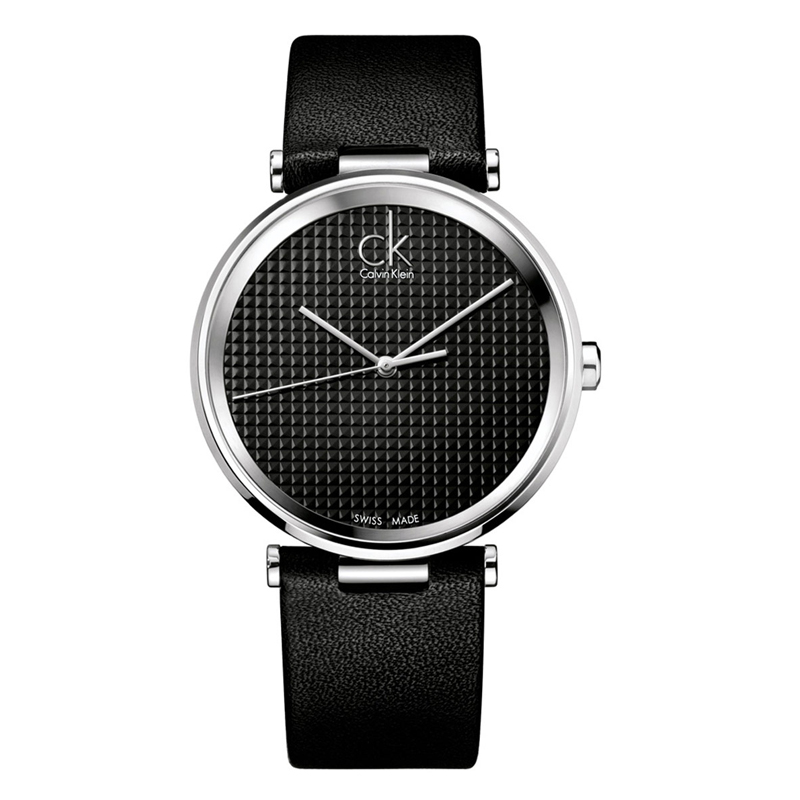 CK卡文克莱男表无刻度三针石英表K1S21102 黑色