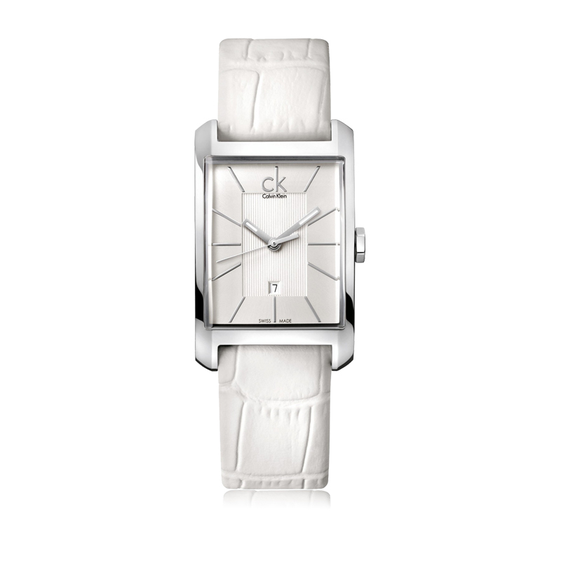 CK卡文克莱（CalvinKlein）手表夜光日历方盘 K2M23120女表 白色