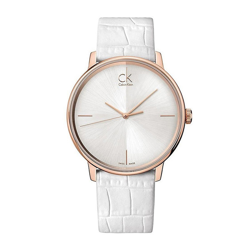 卡文克莱CK手表男表简约时尚休闲腕表商务石英男表白色皮带K2Y2X6K6 白色
