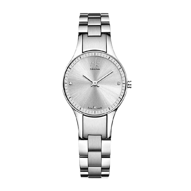 卡文克莱 ck手表女士时装表 简约表盘时尚带钻钢带防水石英表 镶钻 K4323141 白色