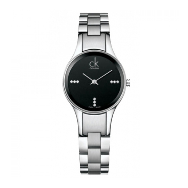 卡文克莱 ck手表女士时装表 简约表盘时尚带钻钢带防水石英表三钻 K4323102 银色