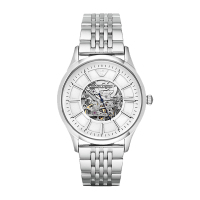 阿玛尼 男士手表全自动机械表镂空 新款机械表 男款AR1945 银色