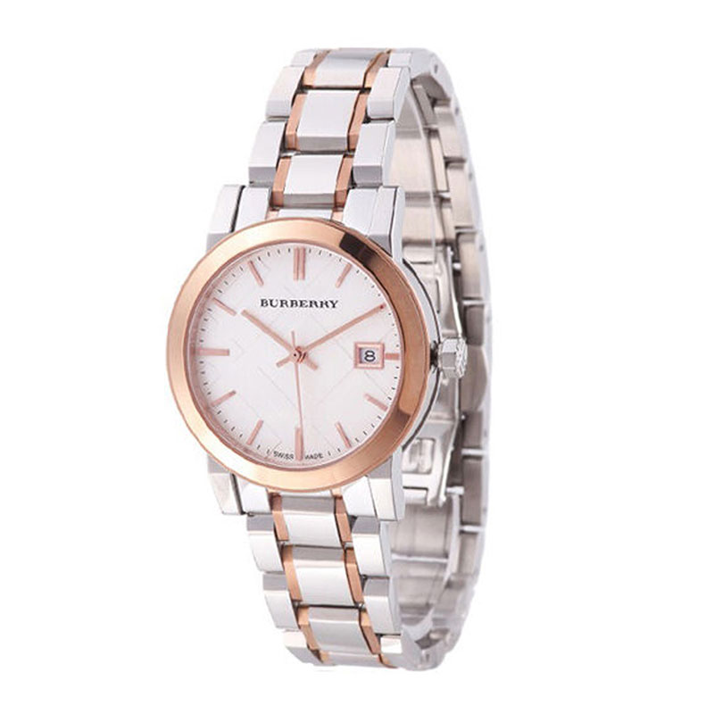 巴宝莉（BURBERRY）手表 钢带圆盘日历女表 BU9105 银色