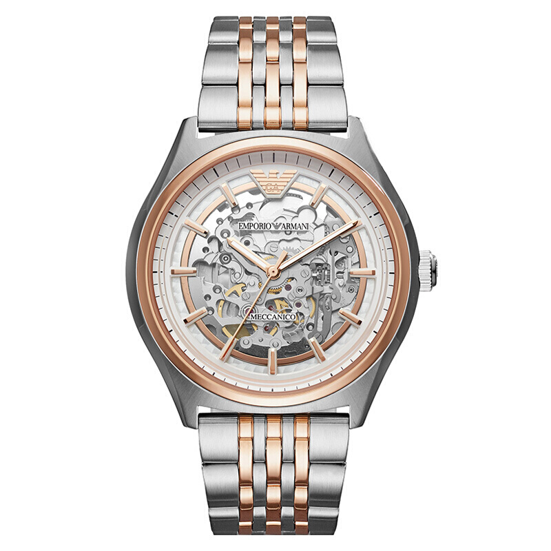 阿玛尼(EmporioArmani)手表男士钢制表带经典时尚休闲机械表男时尚腕表 AR60002