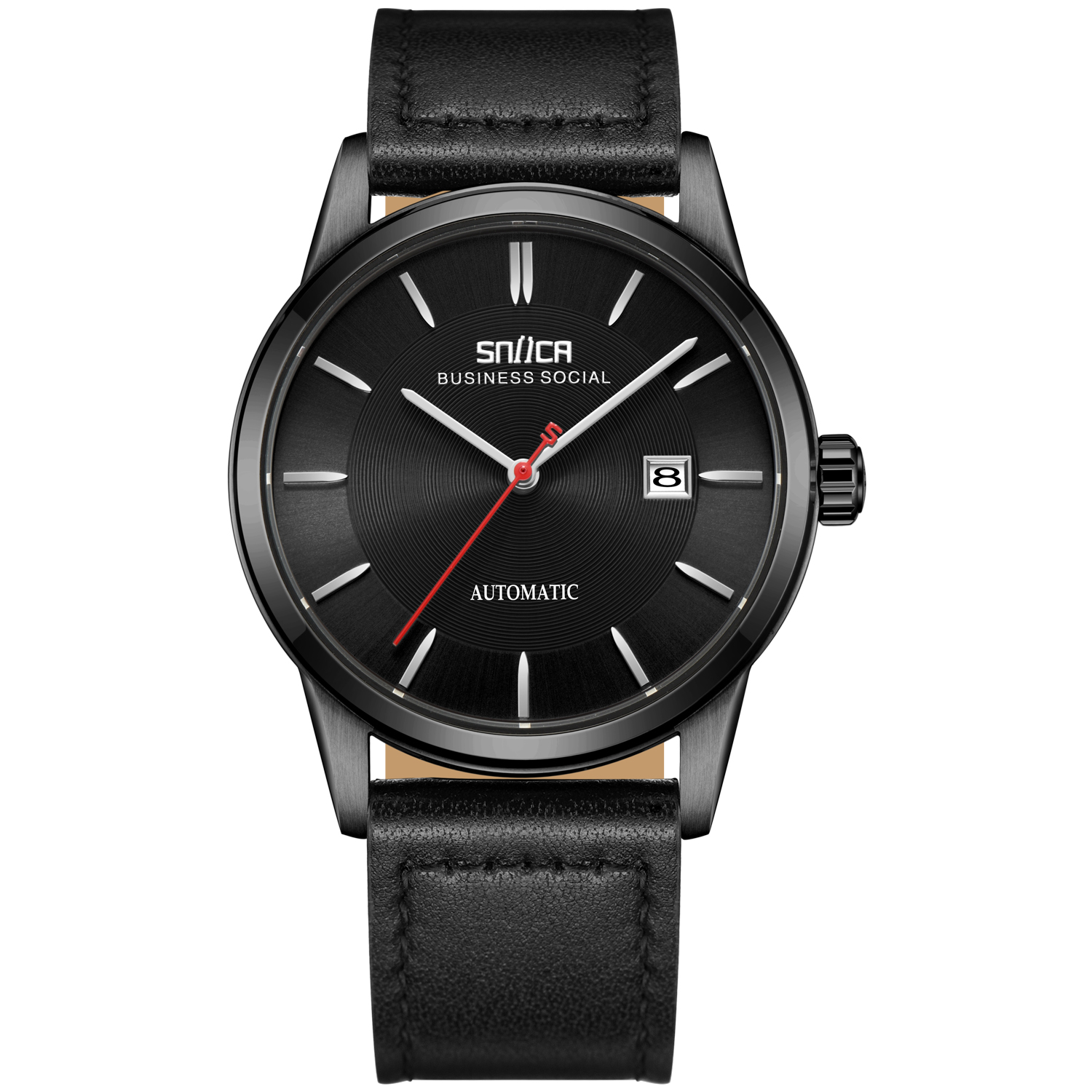 史尼嘉(Sniica)手表男士全自动机械表时尚潮流真皮带男表