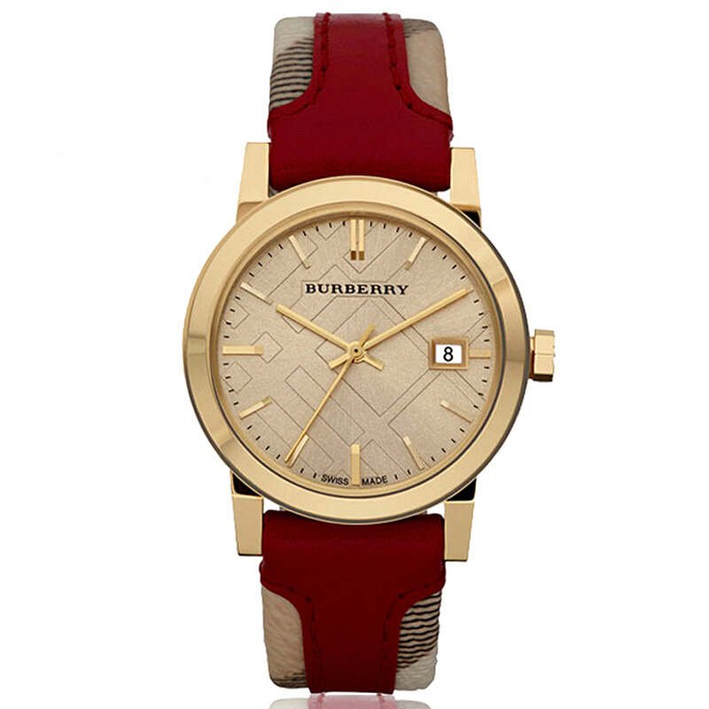 巴宝莉(Burberry)手表时尚圆盘日历皮带石英男表