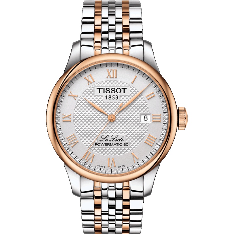 天梭(TISSOT)手表 力洛克系列时尚商务男表钢带男士机械表