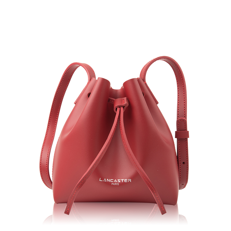 LANCASTER PARIS 抽绳束口纯色牛皮迷你斜挎包 42315
