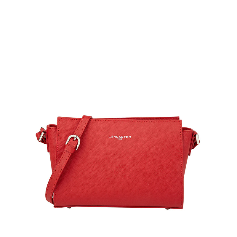 LANCASTER PARIS 可调节肩带拉链封口十字纹牛皮斜挎包 42150