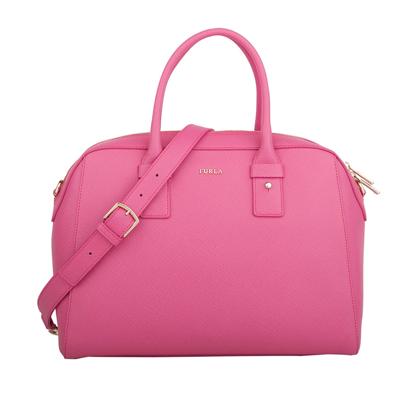 FURLA ALLEGRA可调节肩带纯色十字纹牛皮手提斜挎包