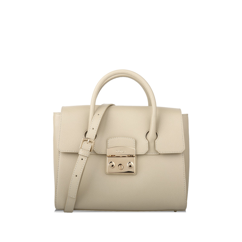 FURLA/芙拉 METROPOLIS翻盖荔枝纹牛皮小号女士手提斜挎包 BGX6ARE