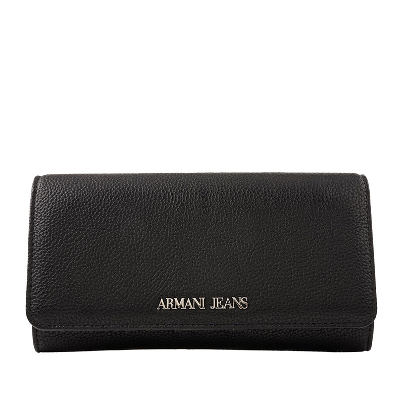 ARMANI JEANS logo装饰翻合式纯色女士长款钱包 9280416A709-1
