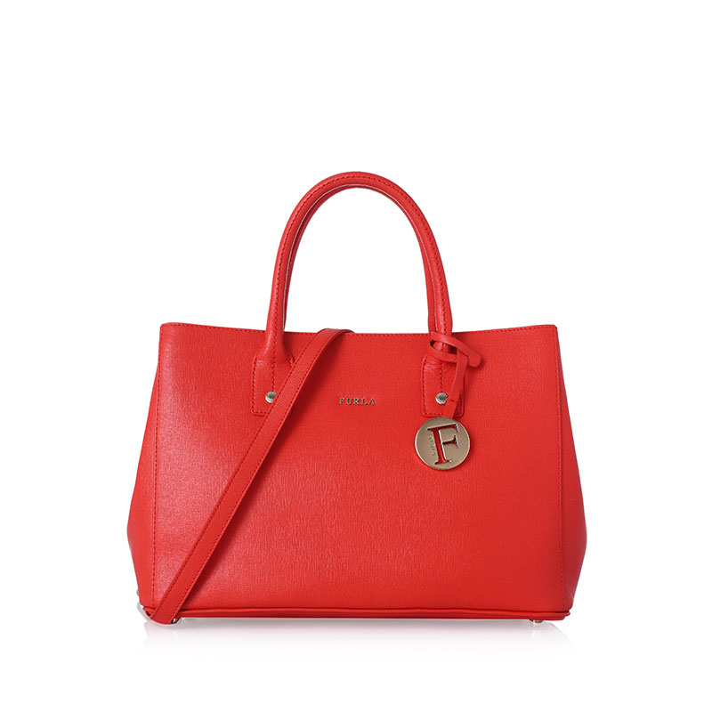 FURLA芙拉 LOGO吊坠十字纹牛皮女士手提斜挎包 BDR5B30