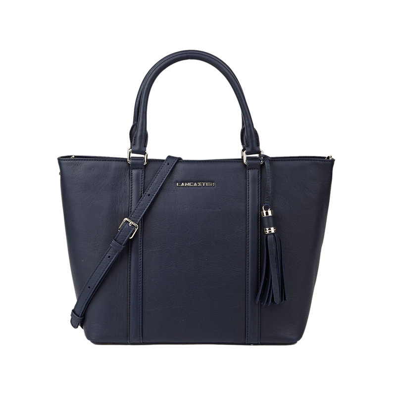 Lancaster Paris 流苏挂饰可调节肩带牛皮女士手提斜挎包 57318BLUEFONCEF