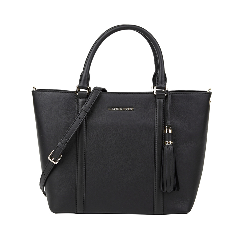 Lancaster Paris 流苏挂饰可调节肩带牛皮女士手提斜挎包 57318NOIRF