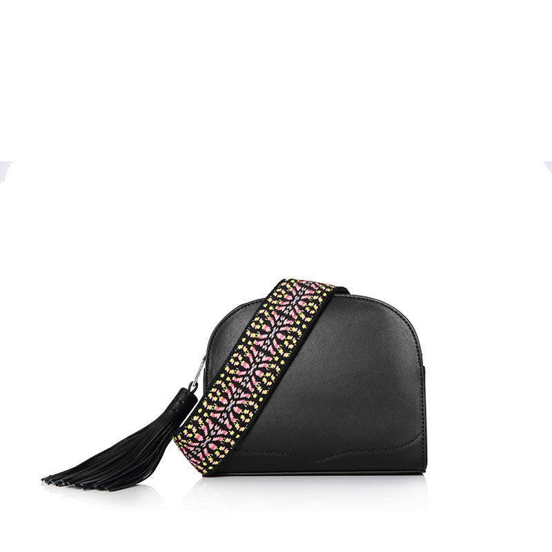 REBECCA MINKOFF瑞贝卡·明可弗 MONDAY流苏装饰宽肩带女士斜挎包 HU17ESYX16BLACKF