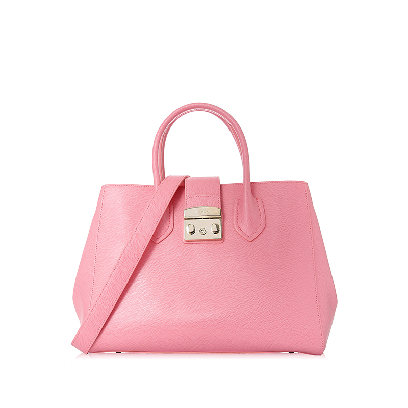 FURLA芙拉 METROPOLIS搭扣纯色牛皮女士手提斜挎包 BML2AREROSAQUARZOCF