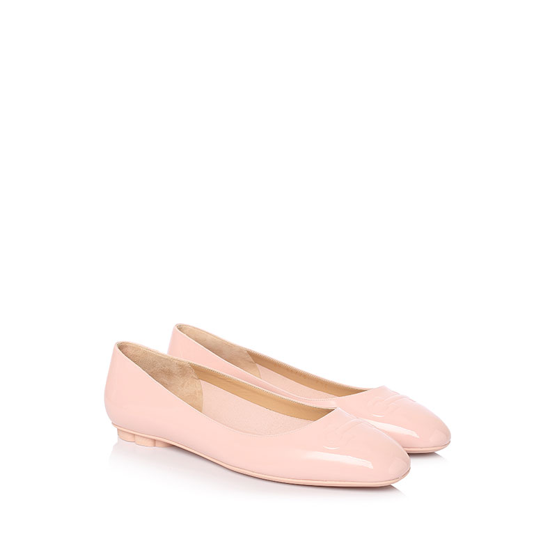 FERRAGAMO LOGO压印漆皮女士平底鞋 684700BON