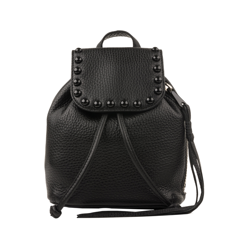 REBECCA MINKOFF 铆钉装饰流苏荔枝纹牛皮女士双肩包 HS16MULB18BLACKF