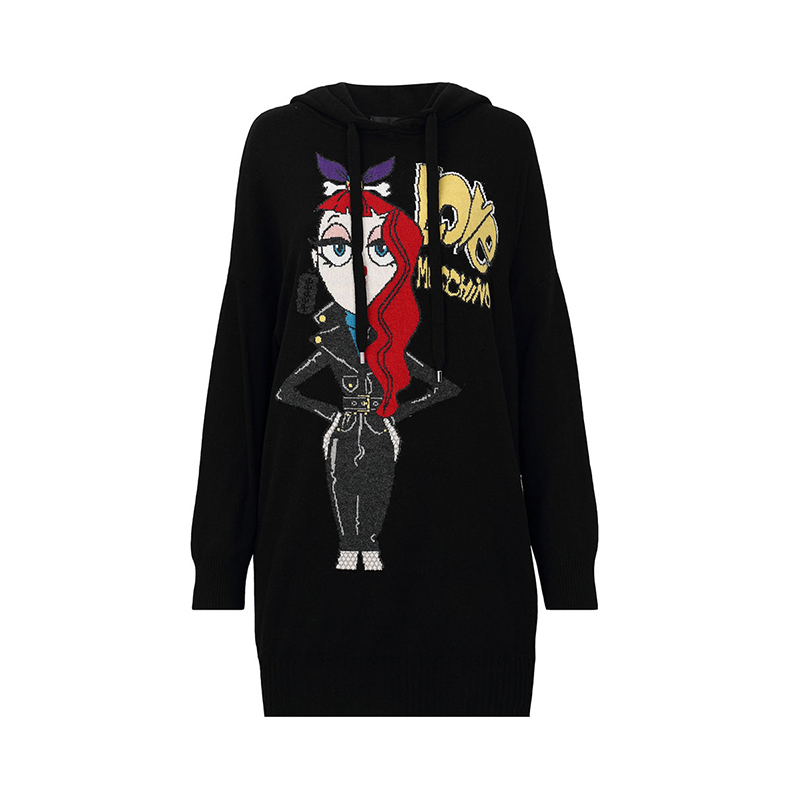 Moschino“爱”莫斯奇诺 连帽卡通人物印花女士卫衣 WS61S00X