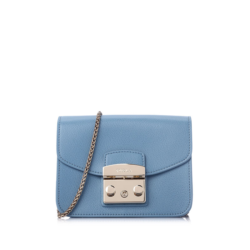 FURLAetropolis纯色链条翻盖牛皮迷你女士斜挎包