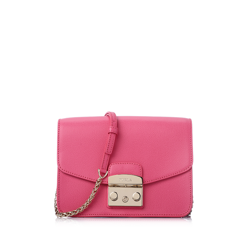 FURLA Metropolis纯色翻盖荔枝纹牛皮小号女士斜挎包 BNF8AREORTENSIADF