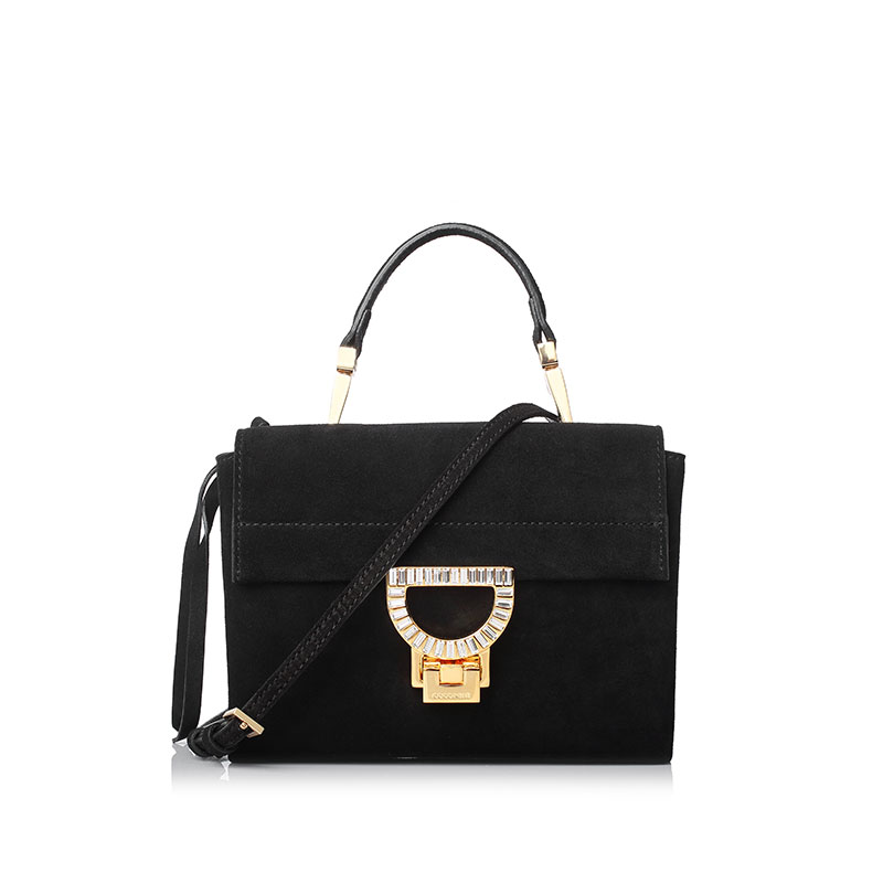 COCCINELLE Arlettis翻盖镶石绒面迷你女士手提斜挎包 E1BD855B701