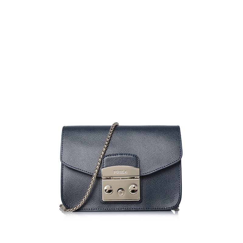 FURLA Metropolis纯色链条翻盖牛皮迷你女士斜挎包 BGZ7ARE