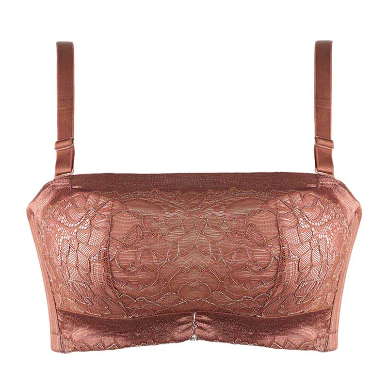 丝想新款无钢圈抹胸式文胸蕾丝裹胸防走光小胸调整型聚拢胸罩