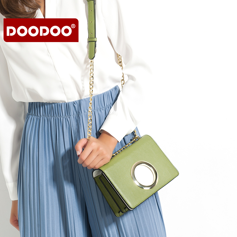 doodoo小包包女2017新款潮迷你单肩斜挎包简约百搭韩版链条包女包