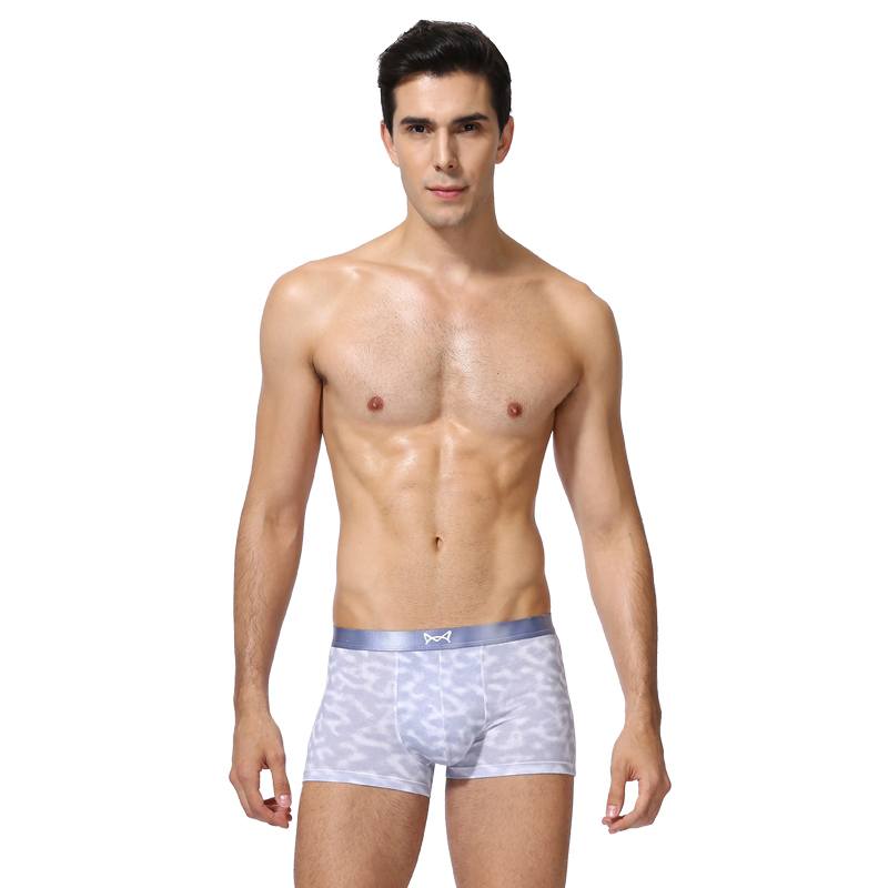 猫人男士内裤冰丝男平角裤莫代尔冰丝男式四角青年裤头扎染三条装