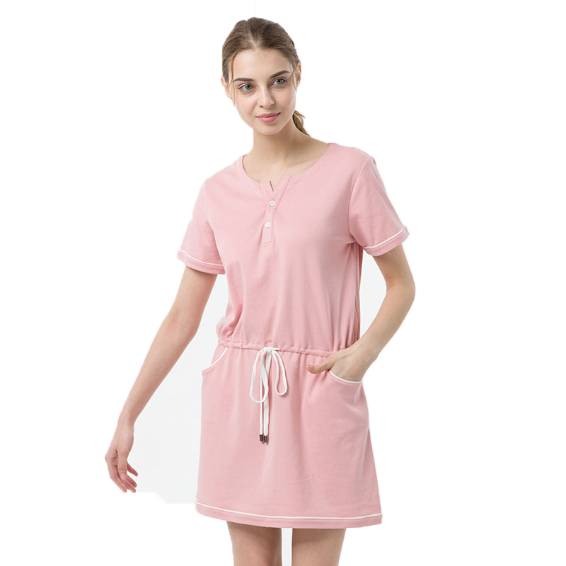 MiiOW/猫人家居服女士内衣棉质睡衣裙舒适简约睡裙中裙起居服