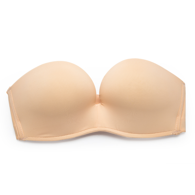 素肌棉无肩带文胸防滑一片式隐形内衣聚拢稳固胸贴无痕婚纱礼服抹胸透气