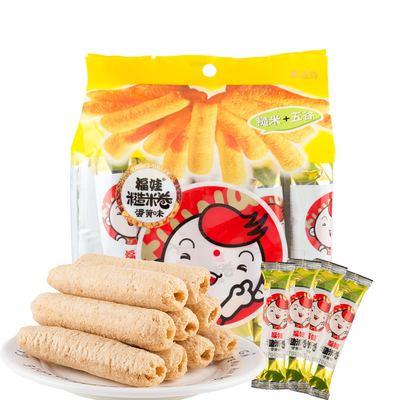 福娃糙米卷（蛋黄味）袋装休闲膨化零食品168g